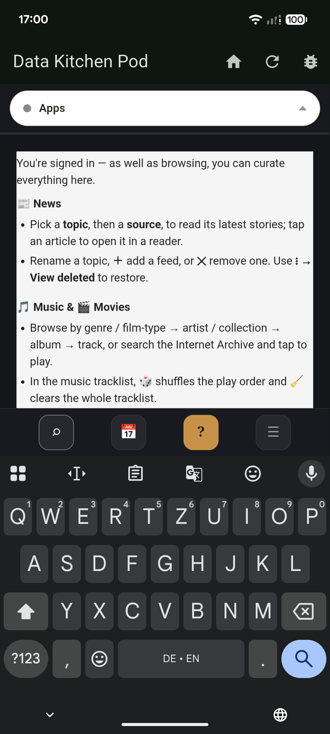 Screenshot of Data Kitchen